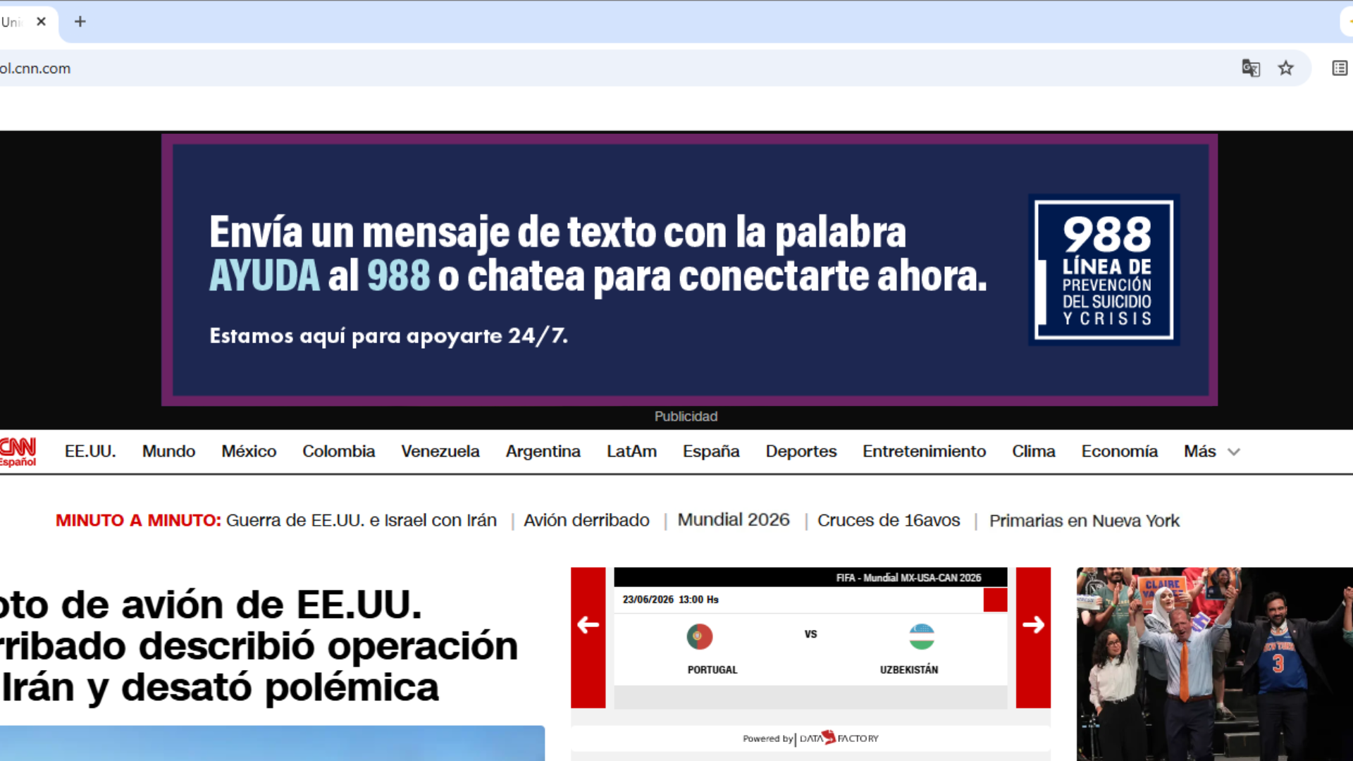 OpAD Media 988 Suicide and Crisis Lifeline CNN digital news advertising campaign placement — Vibrant Emotional Health multicultural performance media and premium digital media buying